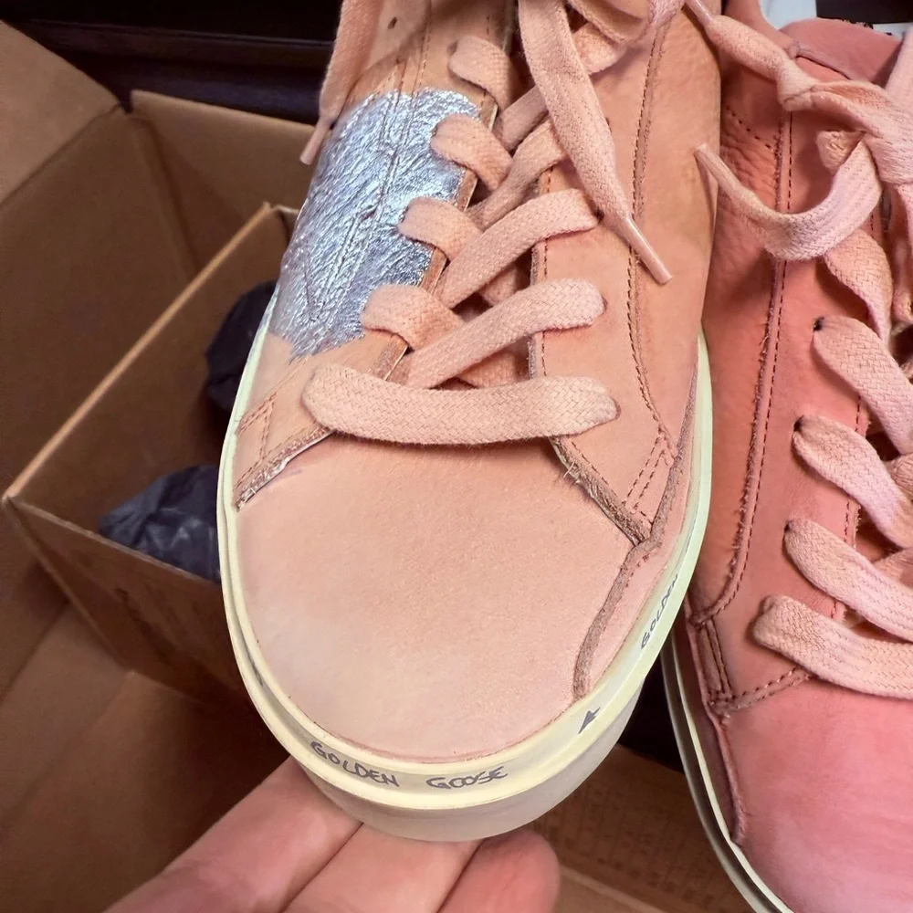 Golden Goose sz 7B Pink and Silver Sneakers NEW with Box - Picture 8 of 16